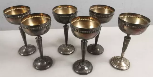 LOT 6 Verres Liqueur Gobelets Coupe Metal Argente Poincon Silver A22