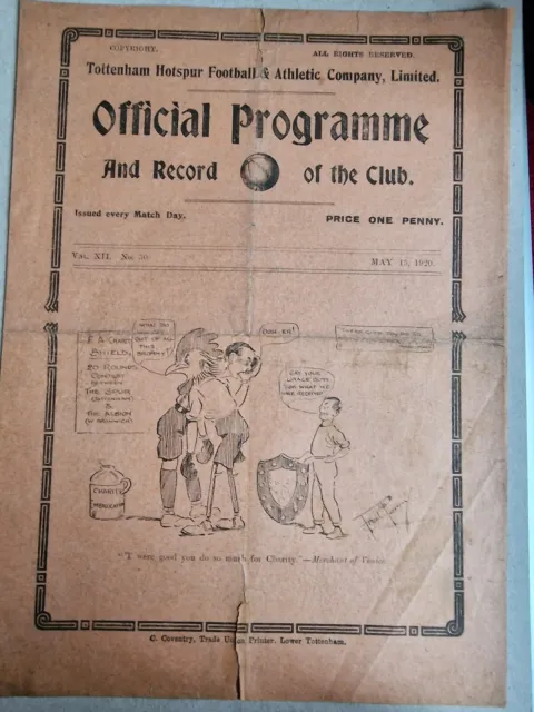 Extremely rare Charity Shield programme 1920