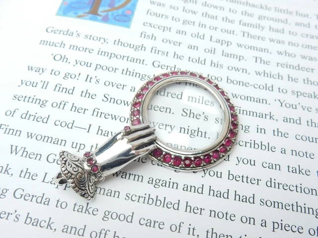 Victorian Style Sterling Silver & Ruby Sleeved Hand Loupe Glass Pendant Figa Han