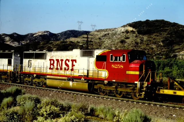 Original 35mm rail slide - BNSF SD75M  8258  _ CAJON, CA