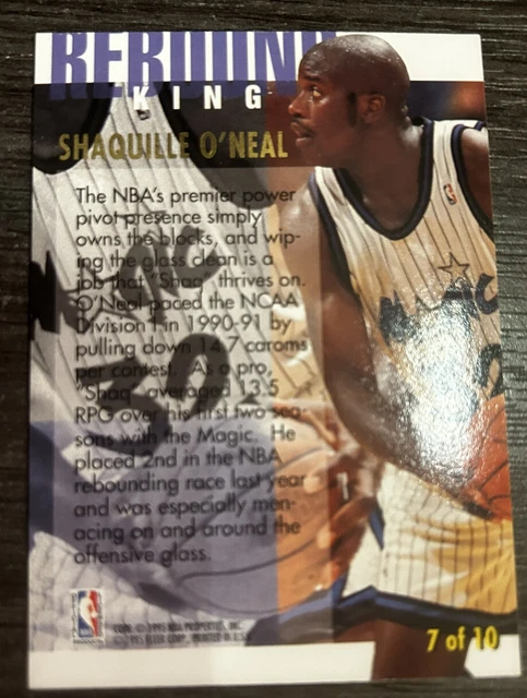 Insert Shaquille Shaq O Neal 1994 95 Fleer Ultra Rebound King 7 De 10 Insert Shaquille Shaq O Neal 1994 95 Fleer Ultra Rebound King 7 De 10