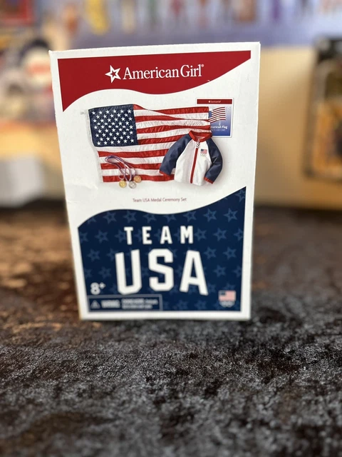 American Girl Team USA Medal Ceremony Set Jacket Flag New Official Olympics