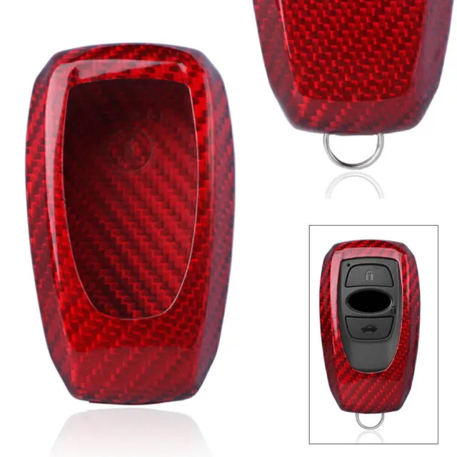Remote Fob Key Case Cover Carbon Fiber RED for Subaru Legacy XV Outback Forester