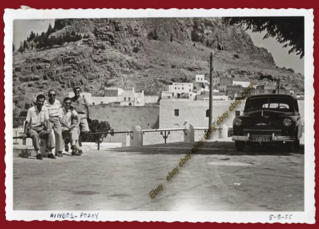 #38006 LINDOS RHODES Greece 5.8.1955. Men & car. Photo PC size RPPC