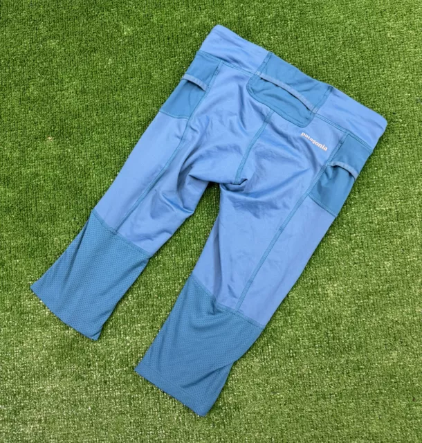 Patagonia Leggings Womens Small Blue Velocity Running Capris Odor Control 2