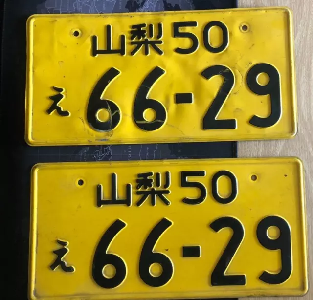 Genuine Pair Vintage Jdm Japanese License Plates Original Japan Cars No.66-29