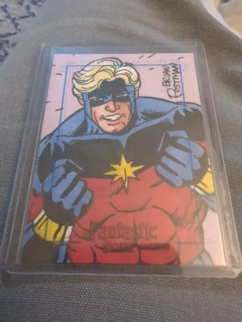 Marvel Comics Captain Marvel Signed Sketchafex Card Brian Postman Hand Drawn