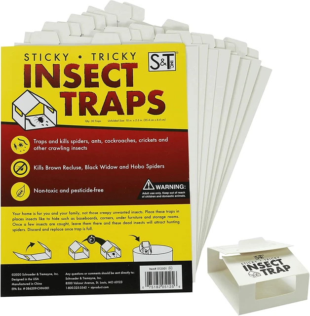 30Pcs Insect Glue Traps Non-Toxic Indoor Pest Control Ultra Sticky Bugs Catcher