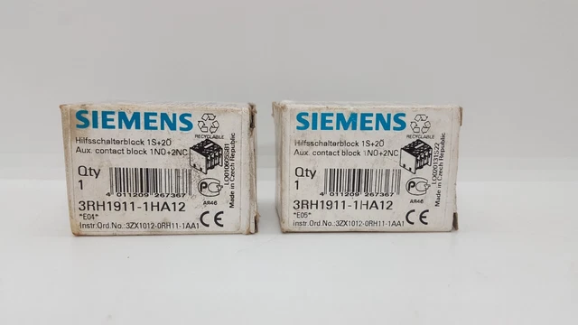 Siemens 3Rh1911-1Ha12 Auxiliary Switch Block 10A 240V Lot Of 2