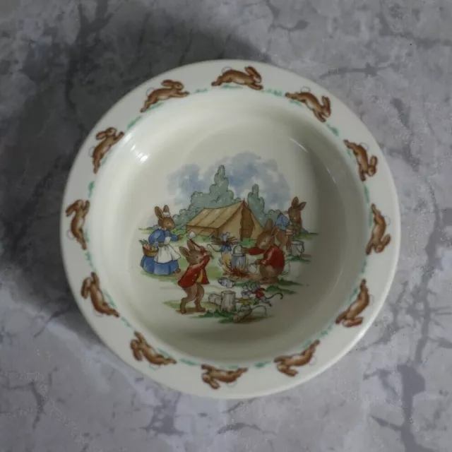 1936 Vintage Bunnykins Royal Doulton Baby Set Nursery Bowl Camping