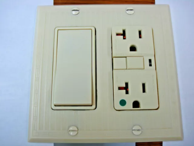 Vintage Uniline Ivory Decora GFCI Switch Outlet Wall Cover Plate 2 Gang Bryant