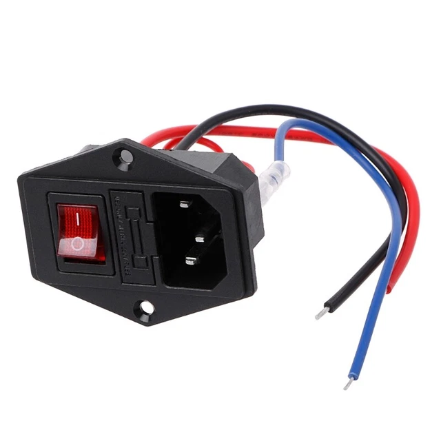 3D Printer U-type Plug Power Supply Switch Adapter Socket with Switch and Fuse