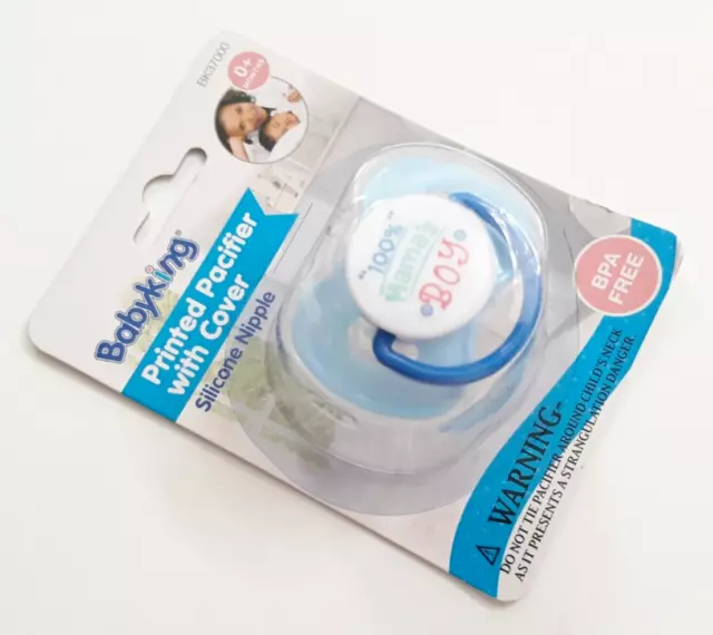 New Baby King Blue 100% Mama's Boy Pacifier 0+ Months