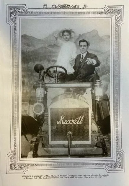 1910 Vintage Magazine Illustration Actor George Probert in Maxwell Automobile