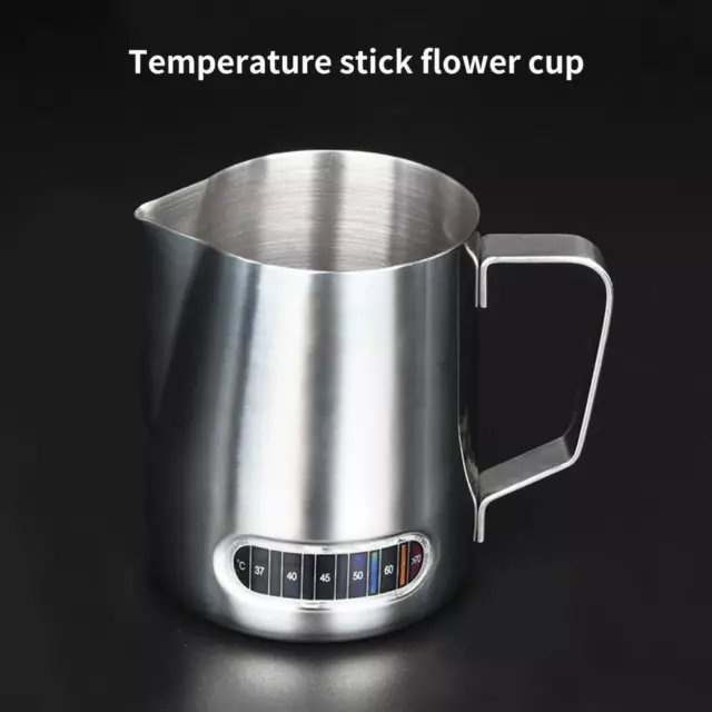 Milk Frothing Pitcher Latte Art Jug Stainless Steel Creamer Temperature Steaming 2