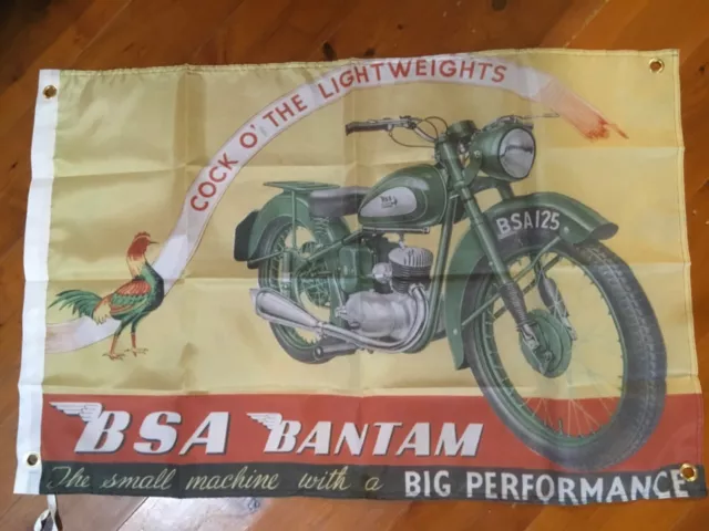 POSTER FLAG man cave flag PRINT BSA bantam British motor cycle BSA motor cycles