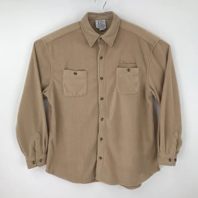 Thick Soft Ducks Unlimited Fleece Shirt Jacket Beige Button Pockets Mens XL