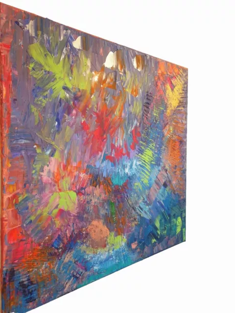 Modern Original Abstract Vivid Multi Colorful Acrylic Painting Canvas. 20x20