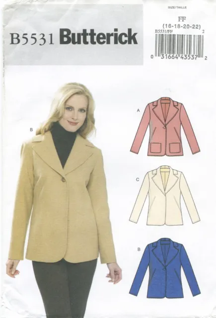 Butterick B5531 Misses Easy Lined Jackets Sewing Pattern Uncut Size 8 10 12 14