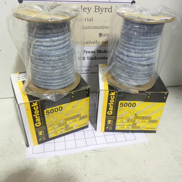 Qty 1: Garlock 5000 Compression Packing 1/4" Carbon Braid w/ PTFE Teflon 2 lbs