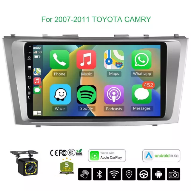 For Toyota Camry 2007-2011 Fit Apple Carplay Android 12 Car Stereo Radio GPS Nav