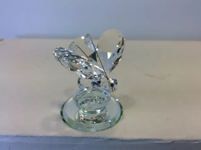 Crystal Butterfly on Mirrored Base Figurine