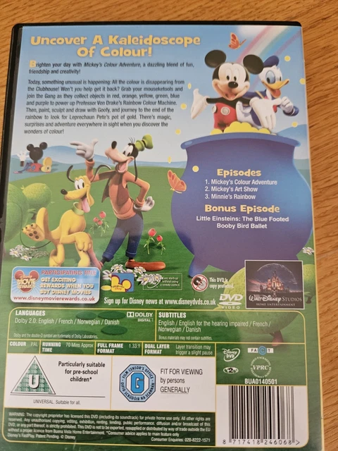 DISNEYS MICKEY MOUSE Clubhouse Mickey's Colour Adventure Dvd 3 Episodes Disney EUR 9,36 ...