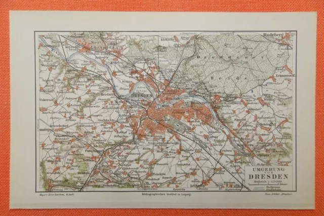 DRESDEN  Umgebung Löbtau Loschwitz Tharandt  historische  LANDKARTE  1903