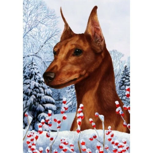 Winter House Flag - Red Miniature Pinscher 15223