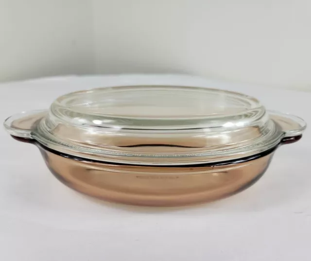 PYREX CORNING VISION amber V-14-B with Clear Pyrex Lid 6.5" x 4.75"