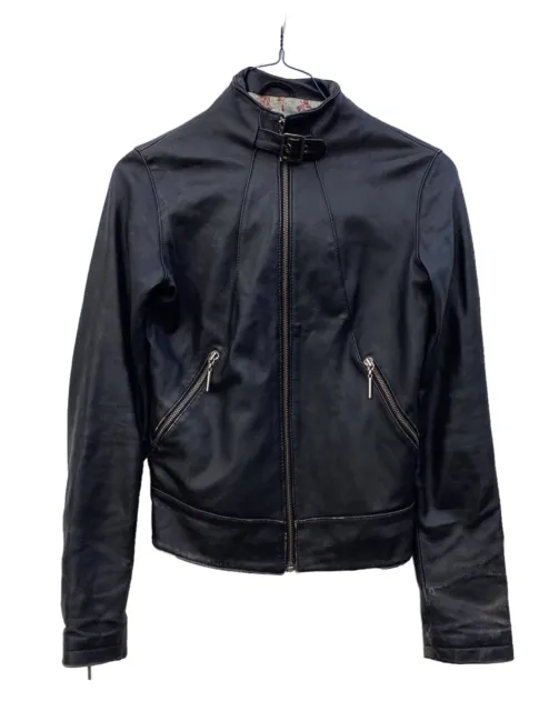 VINTAGE GOLDEN BEAR For Wear Leather Jacket Sz 10 Moto Biker White