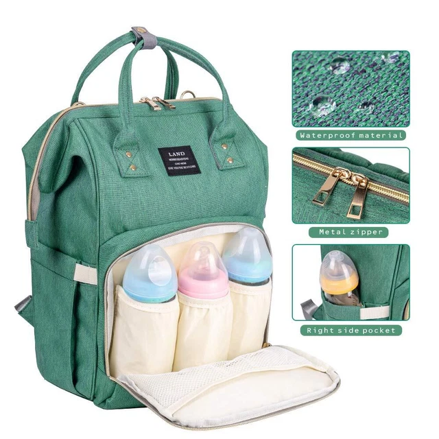 Baby DiaperBag Backpack Travel Mom Mummy Maternity Changing Pad Waterproof Green