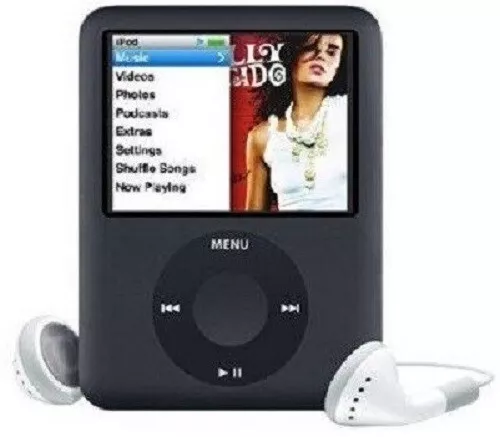 APPLE iPOD NANO 3ème GÉNÉRATION 8 Go NOIR / HORS SERVICE (LUMIERE A REMPLACER)