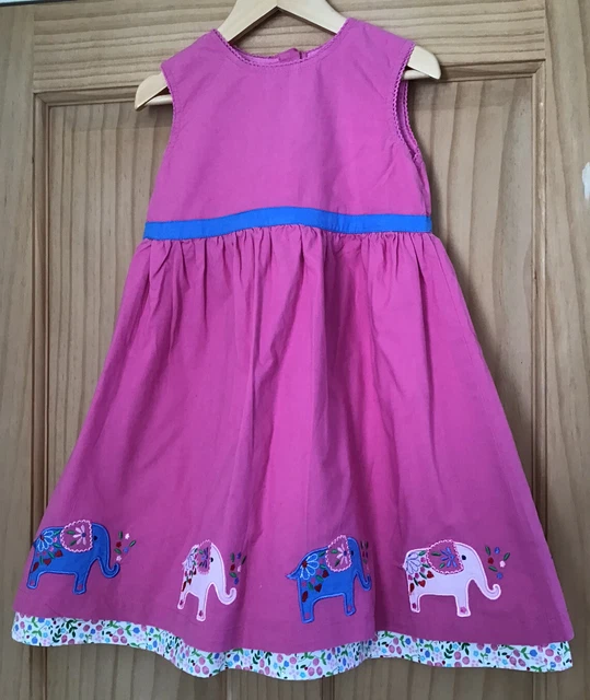Jojo Maman Bebe Girls Elephant Appliqué Dress Age 4-5 Years