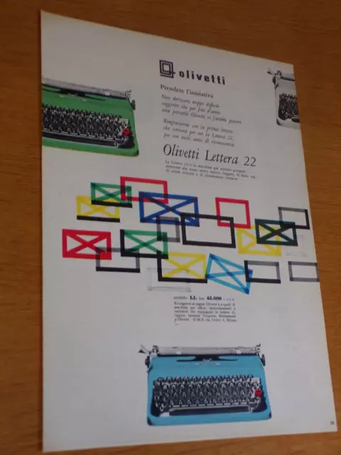 Olivetti Lettera 22 Macchina Scrivere Anno 1958 Anni 50=Pubblicita=Advertsing=7