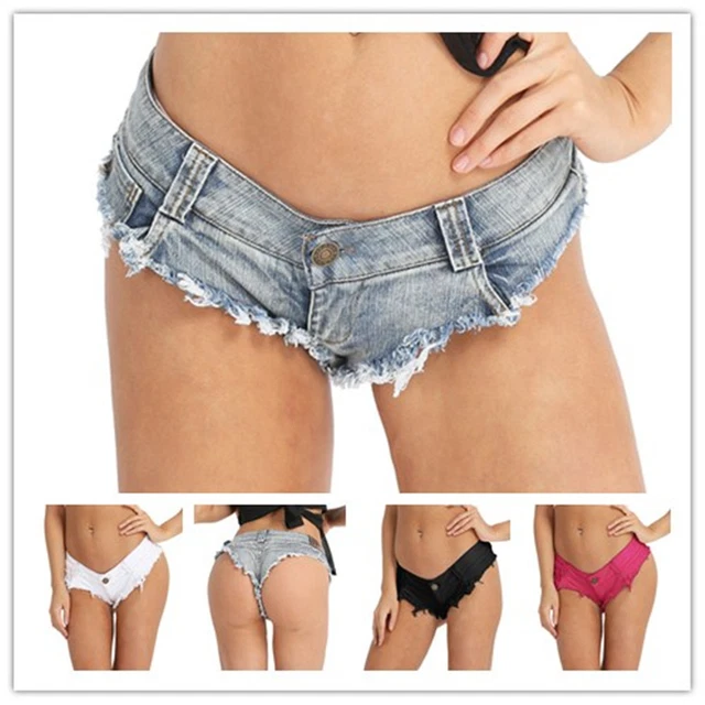 Womens Mini Shorts Hot Pants Jeans Denim Lace-up Short Jeans