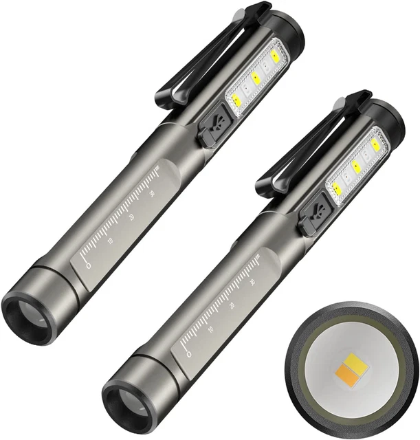 Rechargable LED Pen Lights Flashlight, Penlights with White+Warm Lights for Nurs