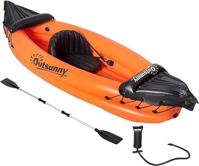 Uk Inflatable Kayaking OUTSUNNY INFLATABLE KAYAK, 1-Person Inflatable Boat, Inflatable Canoe ...