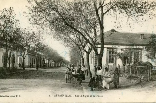 CPA ALGERIE AFFREVILLE RUE D´ALGER ET LA POSTE (cpa animée)