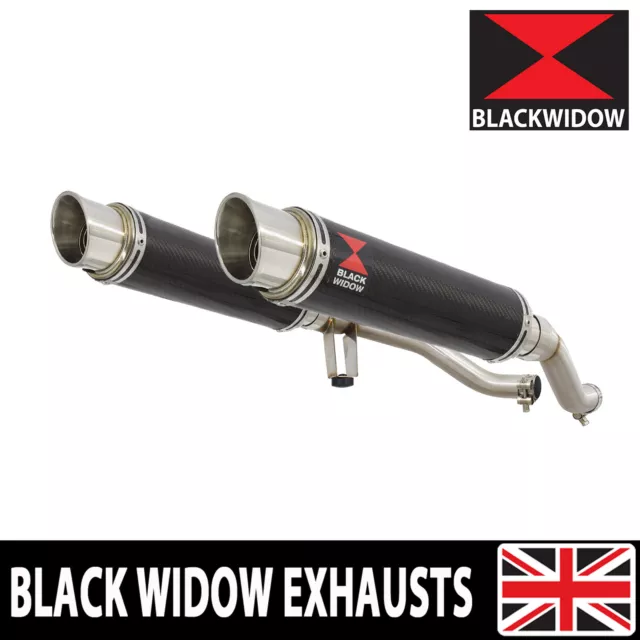 GW 250 Inazuma 2012-2017 Twin Exhaust Silencer Kit 350mm GP Round Carbon CG35R