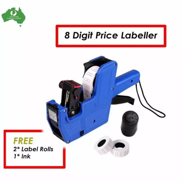 Price Tag Gun Labeller Pricing Machine Kit with 2 Rolls Labels and Inks Roller