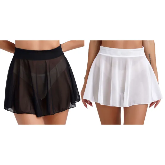 Womens Swimwear Coverup Widen Waistband Miniskirt Sexy Skirt Sheer Clubwear