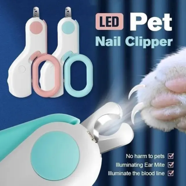 Tijeras de uñas mascota perro gato con corte de garras LED para todo tipo~
