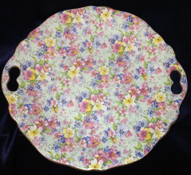 Royal Winton Grimwades Marion Handled Cake Plate 10" Floral Chintz Older