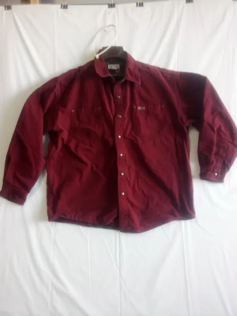 Carhartt Jacket Mens Size XL Flannel Lined Shacket Snap Shirt Red S96 Distressed