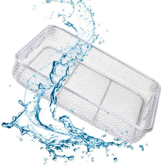 Stainless Steel Sterilization Basket Surgical Instrument Mesh Tray 40*30*7cm!