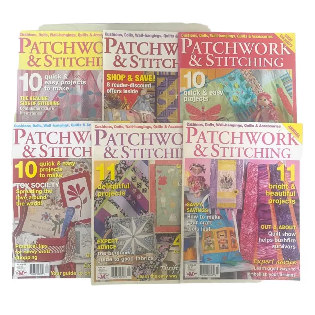 Quilting Patchwork & Stitching Magazines x 6 Patterns Included #13