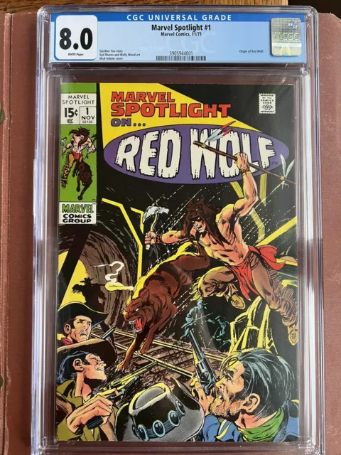 Marvel Spotlight 1 CGC 8.0 White Pages OO Red Wolf Shores Wood Glossy SWEET