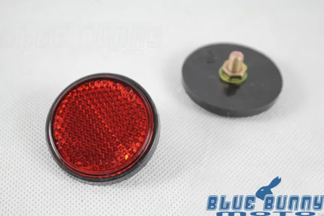 Pair Round Red Plastic Reflectors Universal For Motorcycle ATV Dirt Bike Car Bus