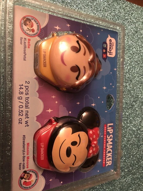 Lot Of 2 Disney Emoji Lip Smacker Lip Balm Princess Belle  and Minnie Mouse